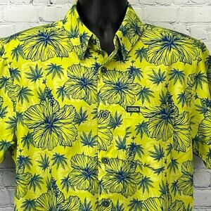 Dixxon Flannel Co Maui Waui Button Front Shirt Marijuana Pot Weed Green M Medium